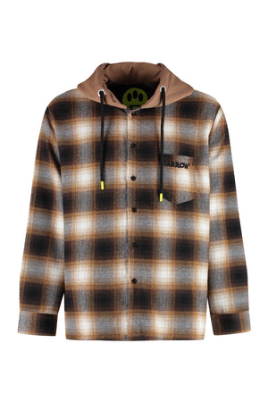 Checked shirt with jersey hood-0